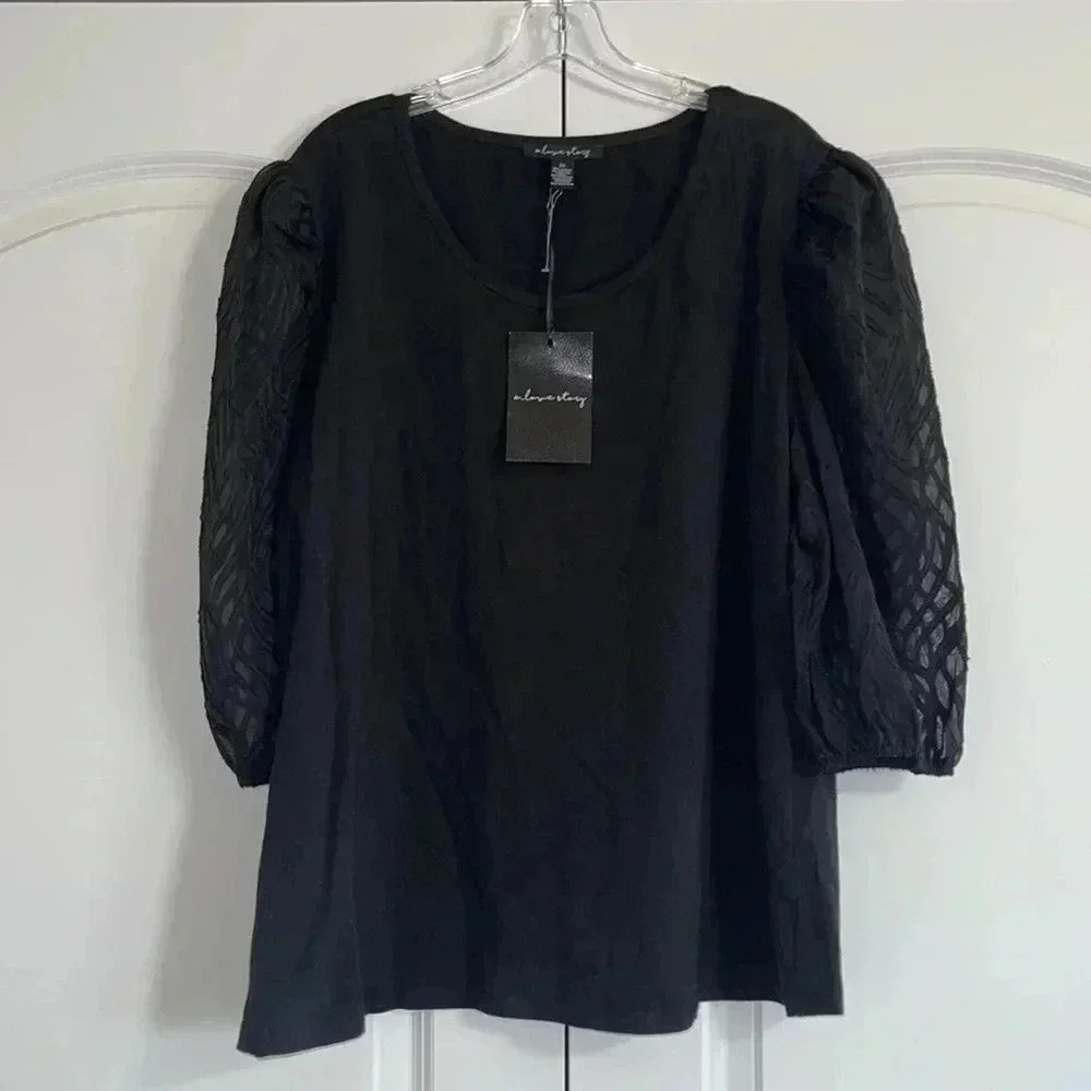 A Love Story Sheer-Sleeve Blouse - Picture 9 of 12